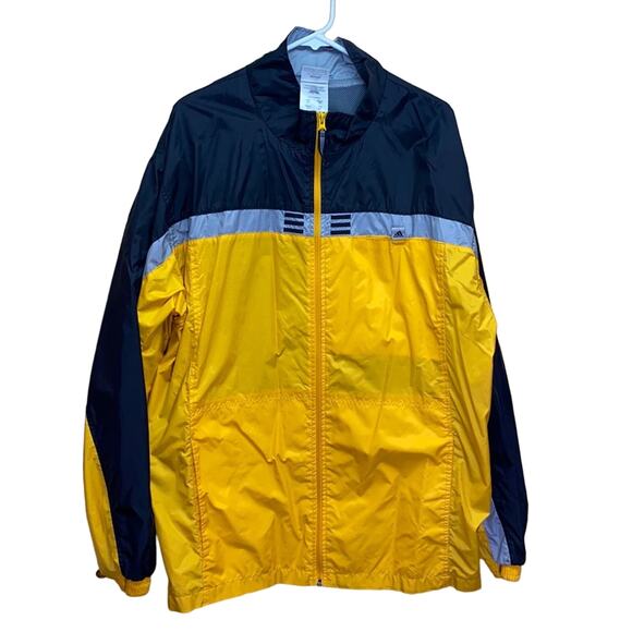 Adidas Yellow, Black & Grey Windbreaker Zip Up Jacket XL - Picture 1 of 8